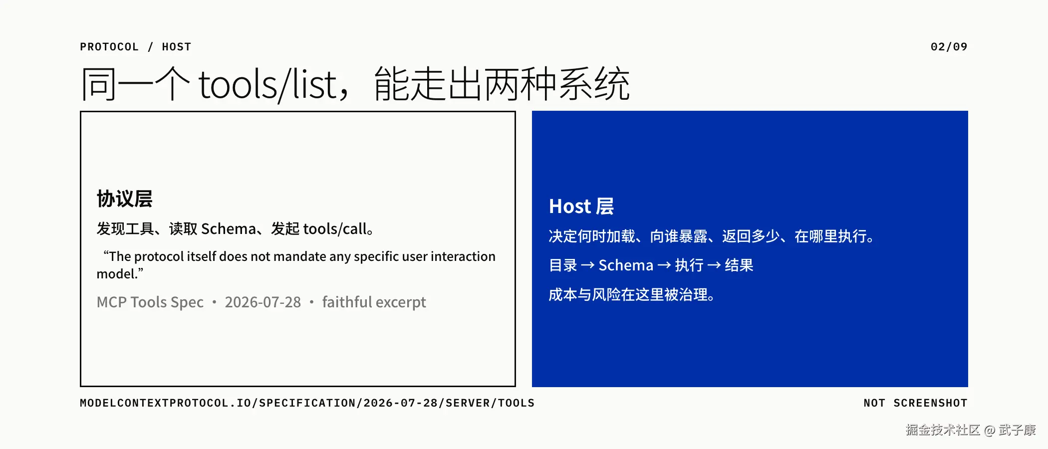 协议负责发现与调用 Host 负责上下文与治理