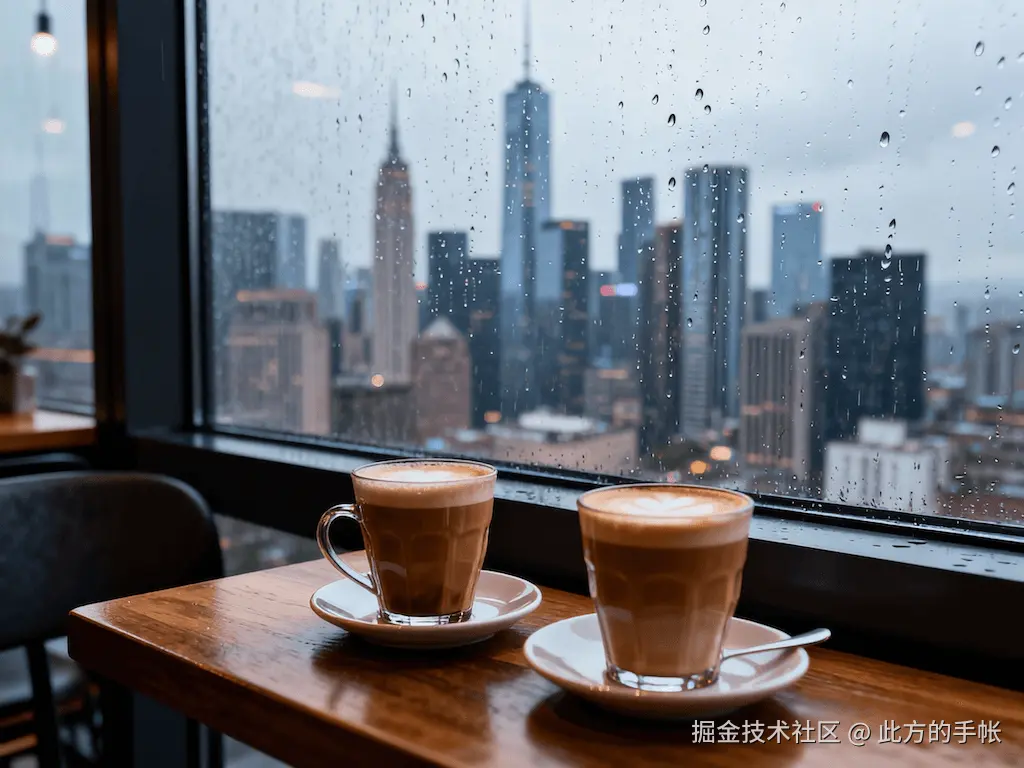 jimeng-2025-12-09-6938-咖啡厅的一角，桌上放着两杯咖啡，模糊的背景是繁华的城市CBD，透过玻璃窗看外面，..._cleanup.png