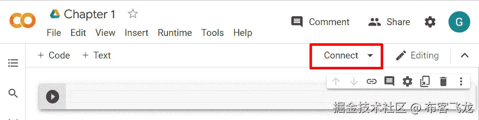 图 A1.1 – 连接 Colab