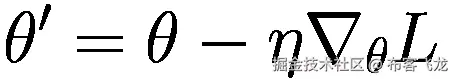 {\theta}^{\prime }=\theta -\eta {\nabla}_{\theta }L