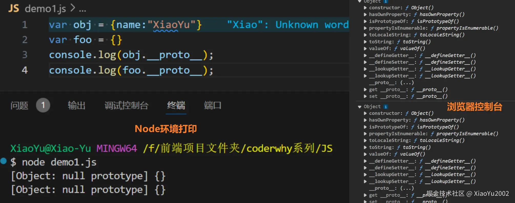 隐式原型在浏览器与终端的表现