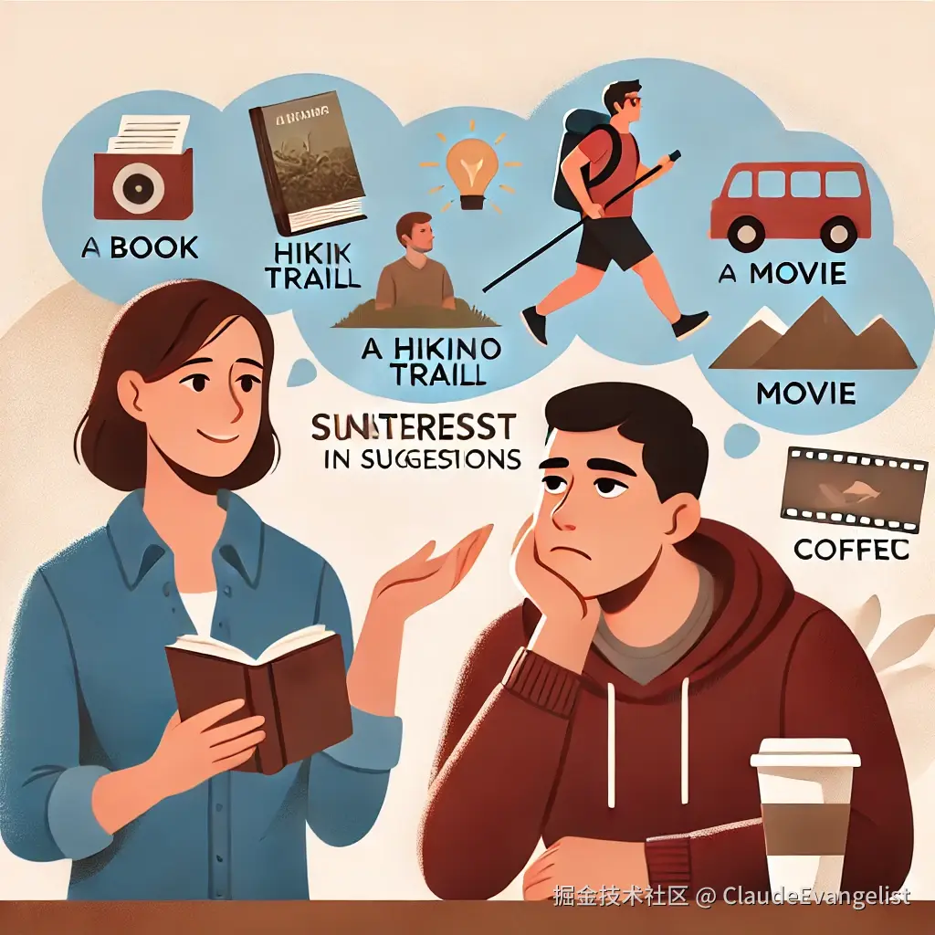 DALL·E 2024-11-12 22.41.59 - A thoughtful person suggesting various activities to another person who looks uninterested or bored. The setting is casual, with suggestion icons like.webp