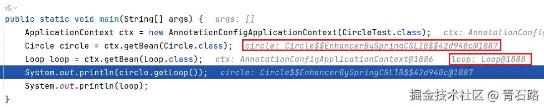 circle是代理对象而loop不是