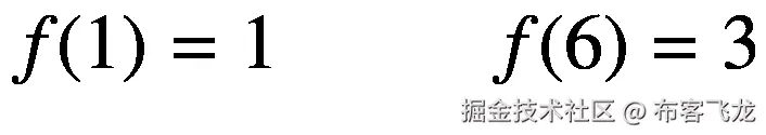 f(1)=1\kern2.75em f(6)=3