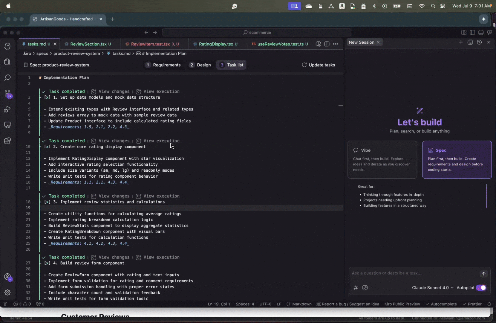ArtisanGoods 商品页面，显示可按日期或评分排序、按星级筛选的评论