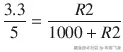 \frac{3.3}{5}=\frac{R2}{1000+R2}