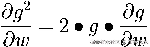 \frac{\partial {g}²}{\partial w}=2\bullet g\bullet \frac{\partial g}{\partial w}