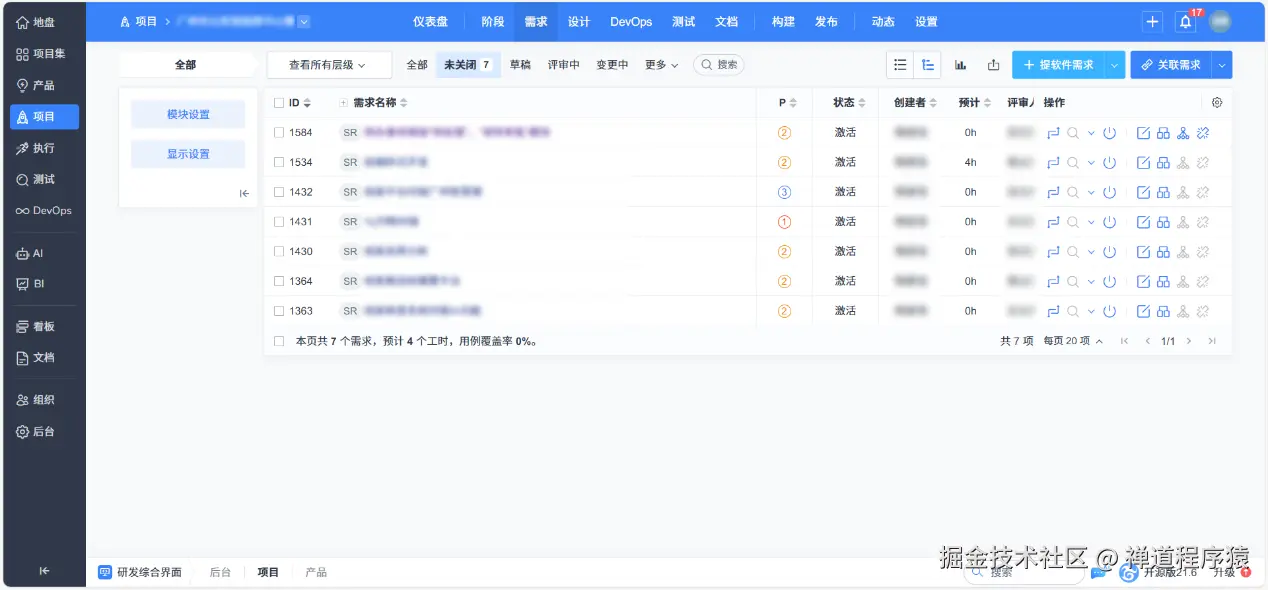 禅道G端需求管理
