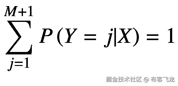 \sum \limits_{j=1}^{M+1}P\left(Y=j|X\right)=1
