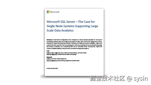 标题为《支持大规模数据分析的单节点系统案例》的白皮书