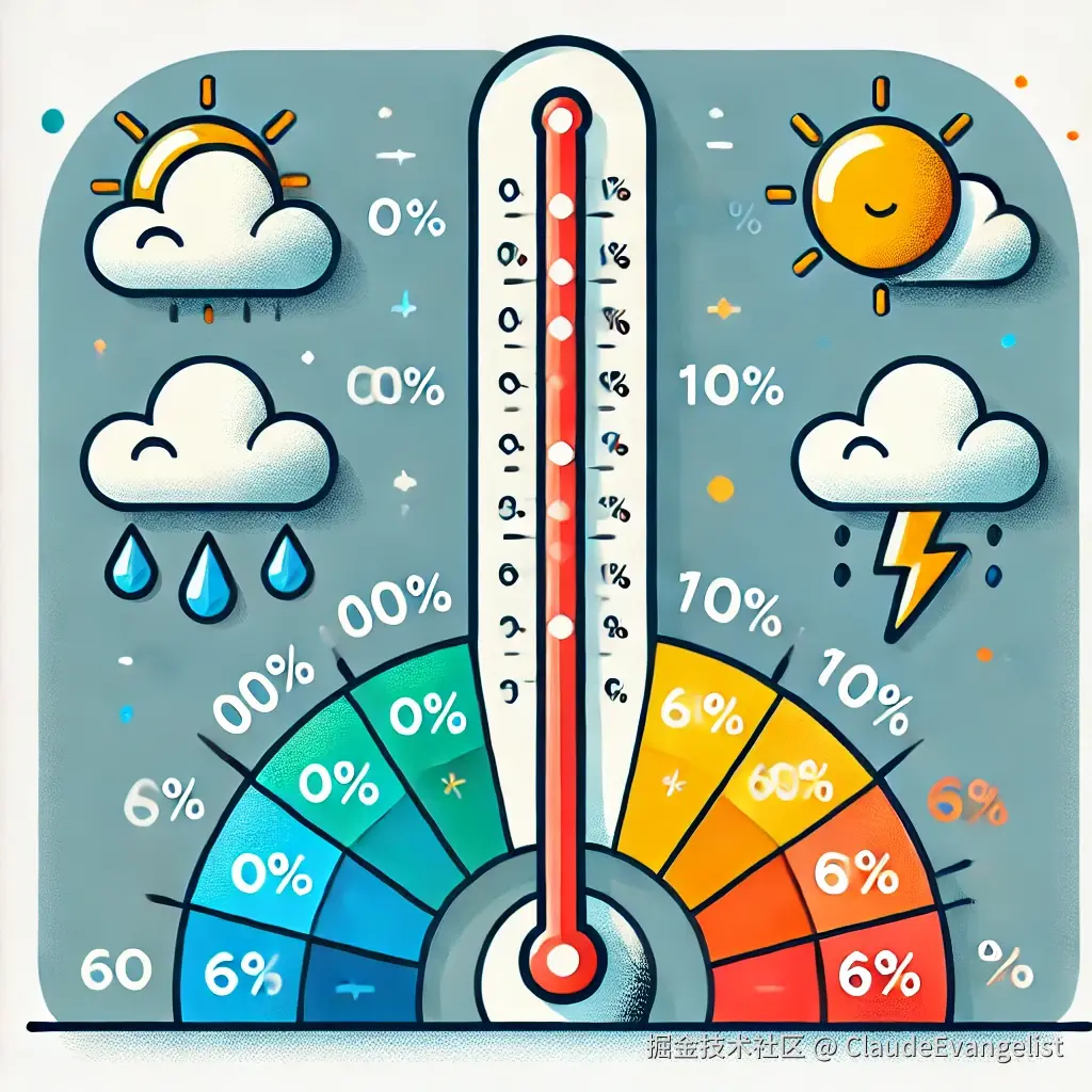 DALL·E 2024-10-23 21.34.21 - An illustration showing a percentage scale, with different weather symbols like a sun, a rain cloud, and a storm cloud placed along the scale to repre.webp