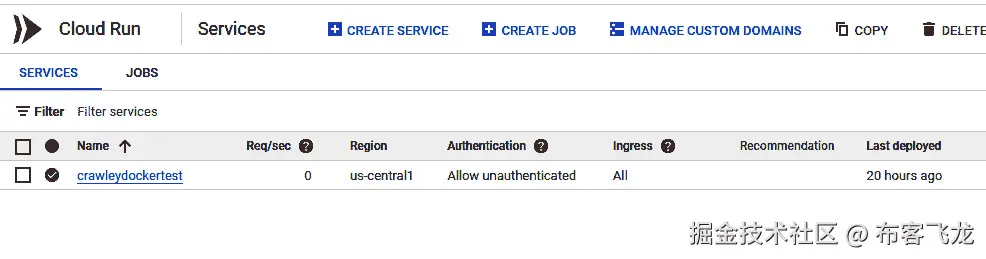 图 12.8 – 在 Cloud Run 界面查看我们的 Docker 实例