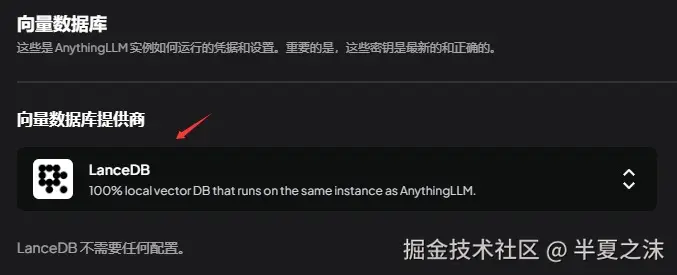 AnythingLLM配置向量数据库示意图