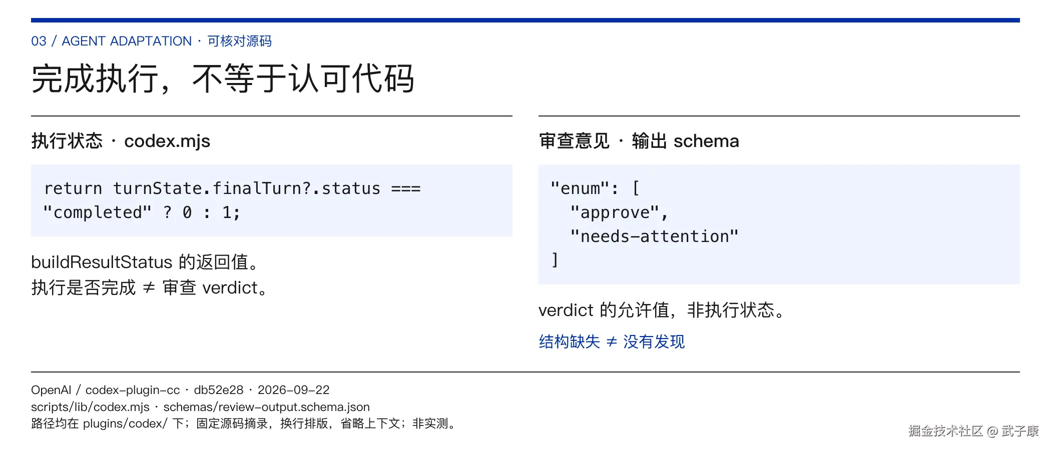 完成执行，不等于认可代码