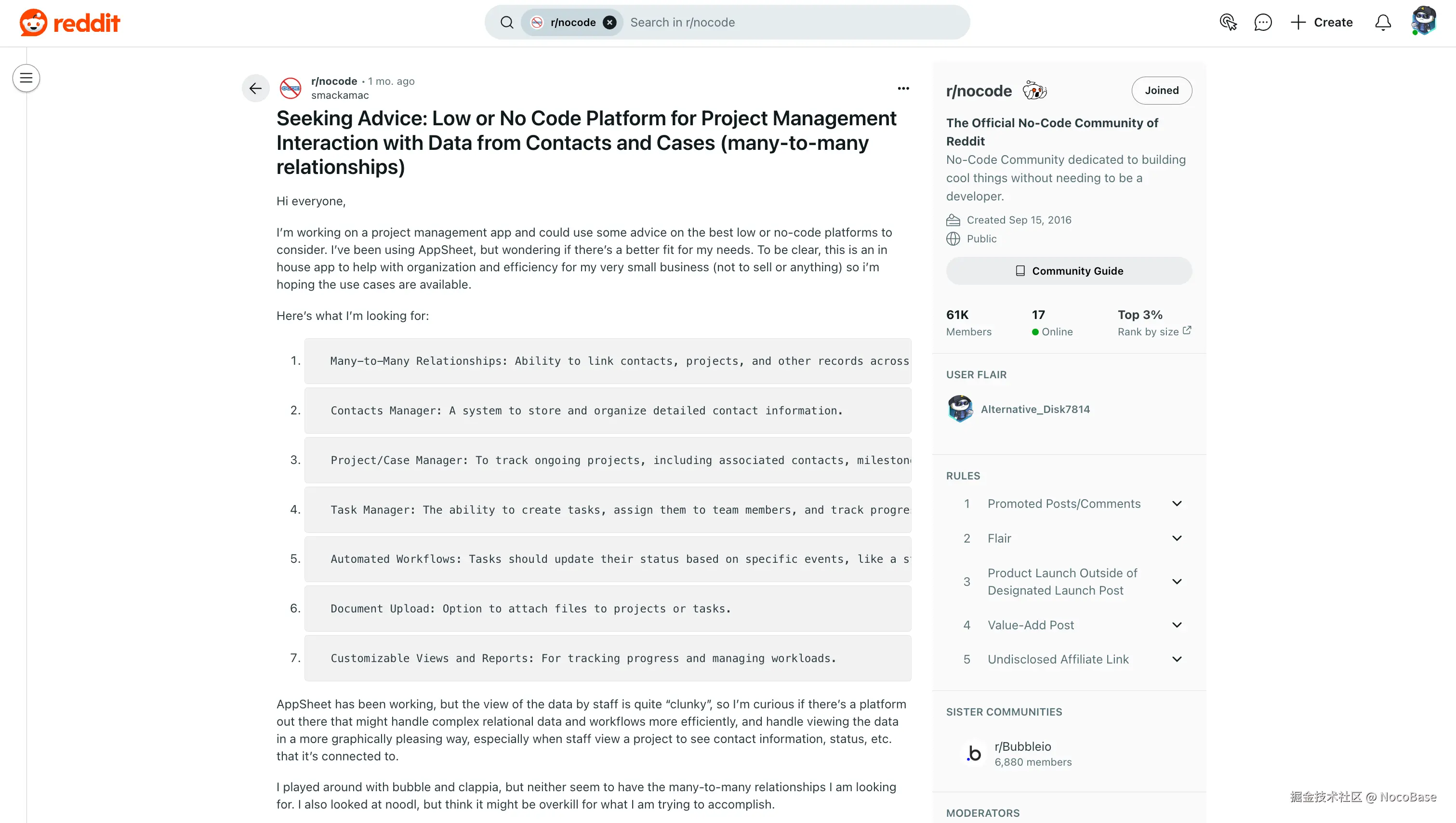I’m looking for a low/no-code platform for project management.png