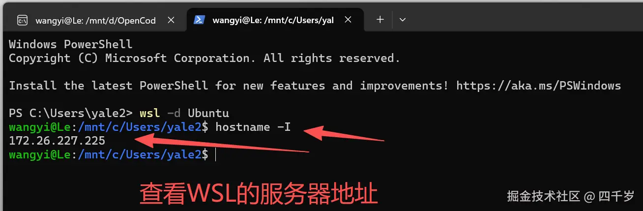 查看WSL的服务器IP地址