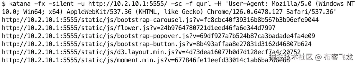 图 9.10 – 使用 katana 工具爬取网站
