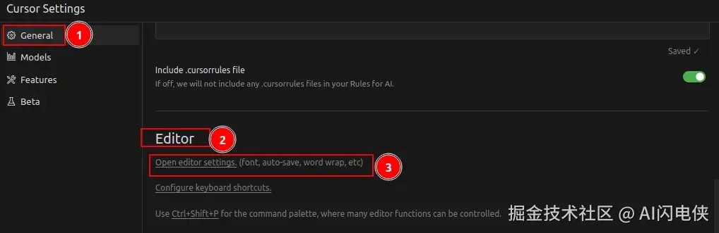 Open editor settings配置