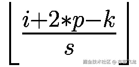 \left\lfloor \frac{i+2\ast p-k}{s}\right\rfloor
