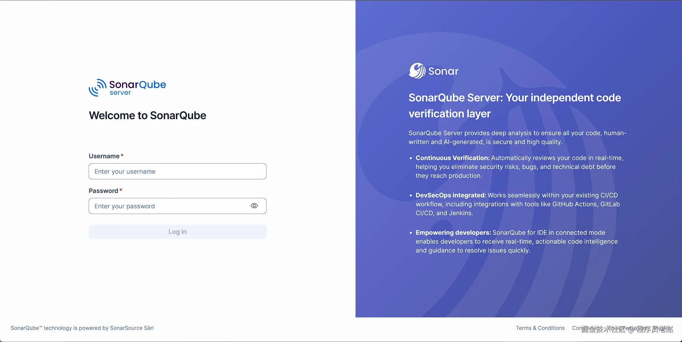 SonarQube的登录界面