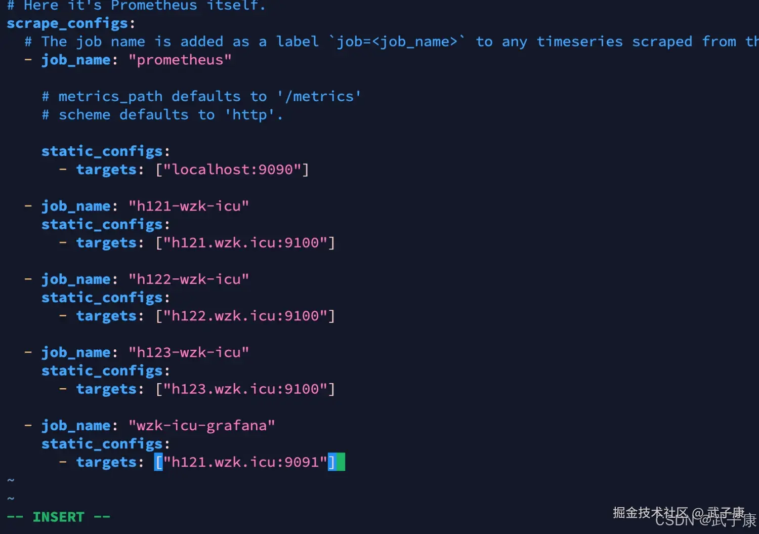修改配置Prometheus文件内容