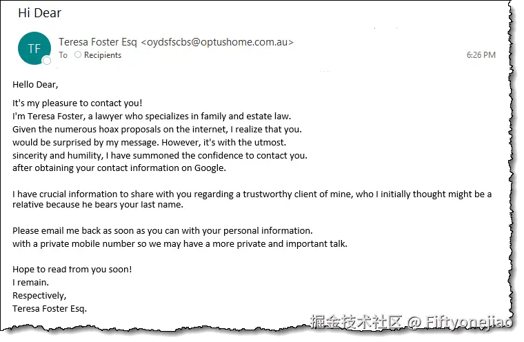 電子郵件中的網路釣魚詐騙