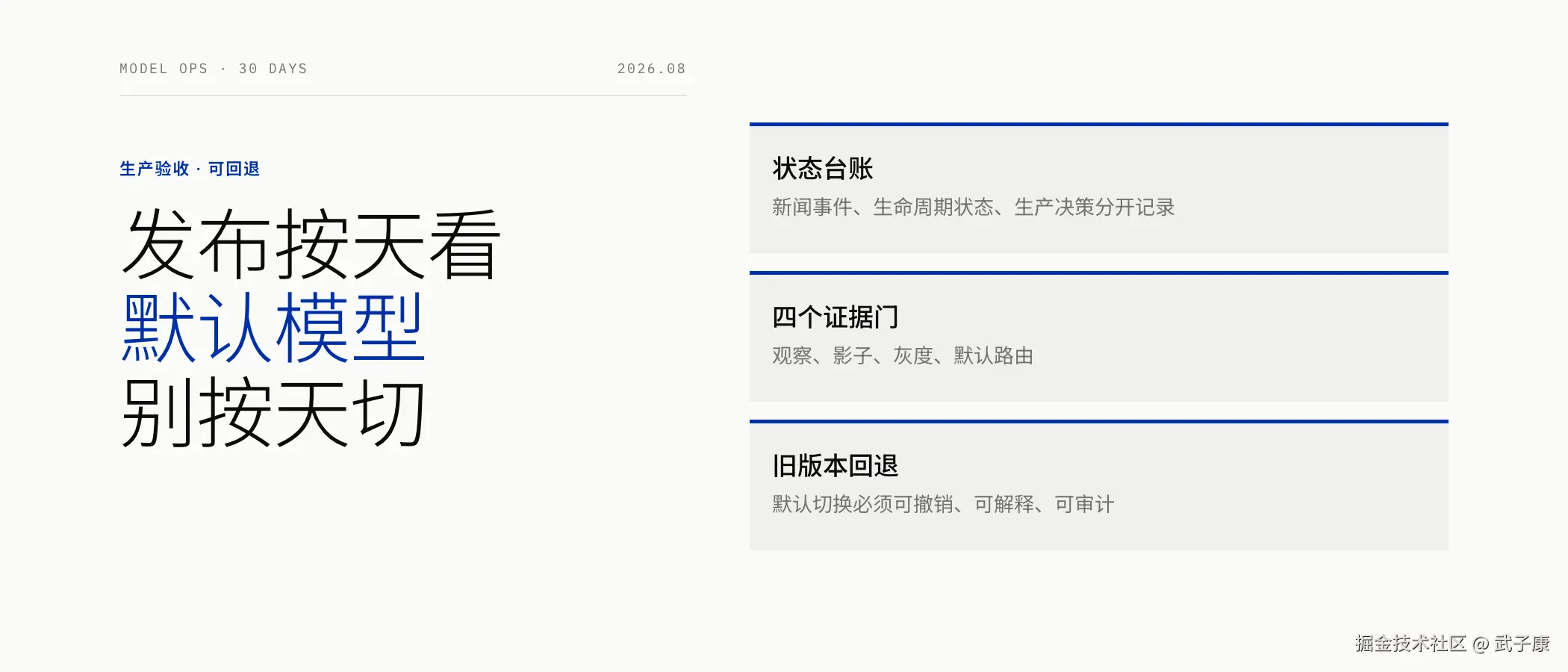 模型发布后的 30 天生产验收