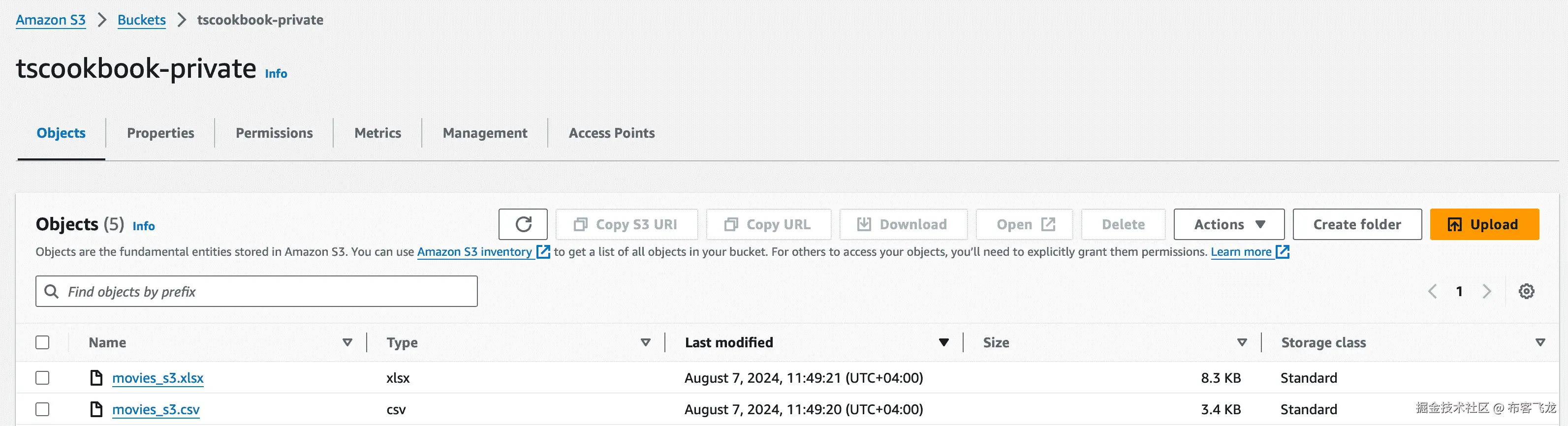 图 4.6: 使用 pandas 成功写入 AWS S3 的 movies_s3.csv 和 movie_s3.xlsx