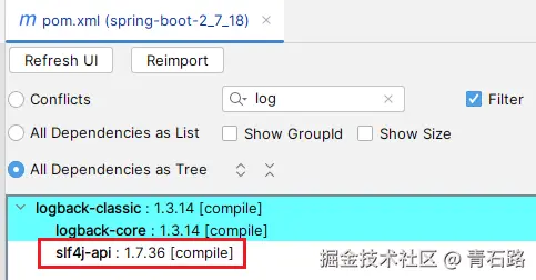 logback1.3.14依赖的slf4j怎么是1.7.36