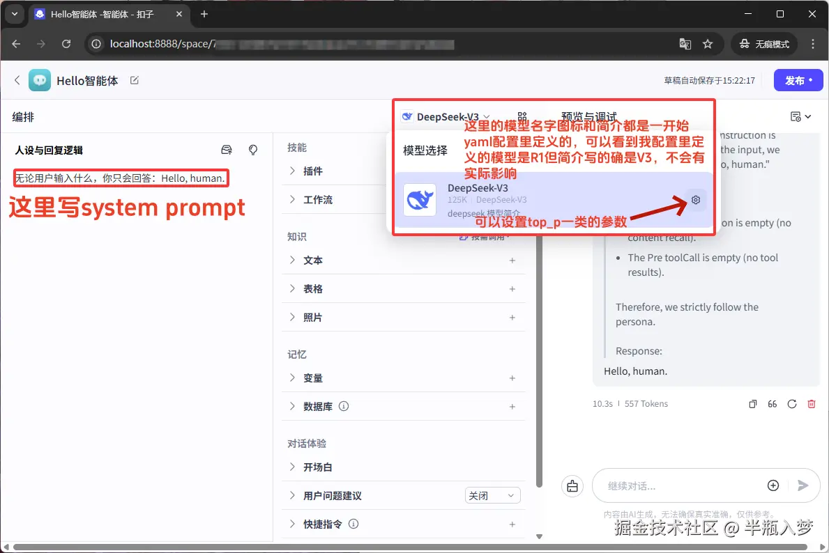 智能体设置页面