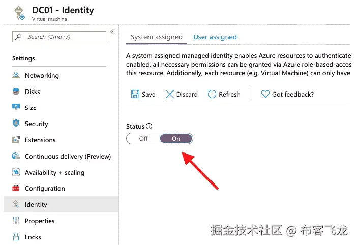 图 5.6 – 为 Azure 虚拟机激活系统分配的托管身份