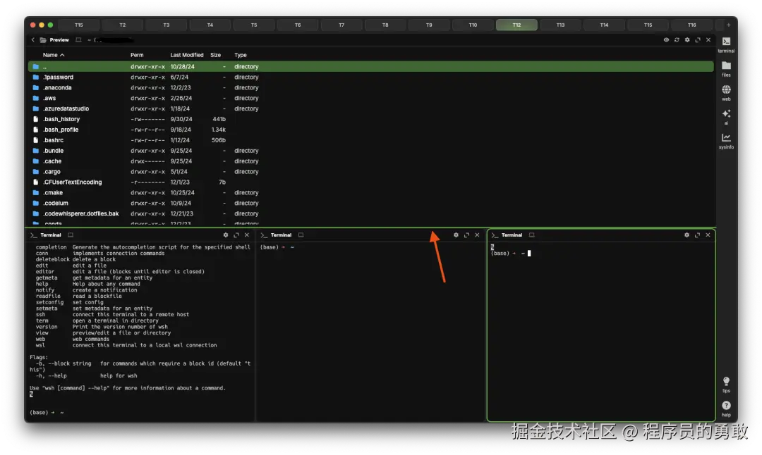 screenshot showing the line that appears when the cursor hovers over the margin of a block, indicating which blocks
will be resized by dragging the margin