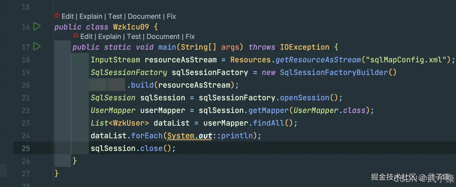 Java main method with MyBatis UserMapper execution