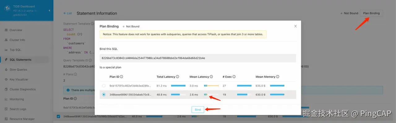 点击右上角的 Plan Binding 按钮