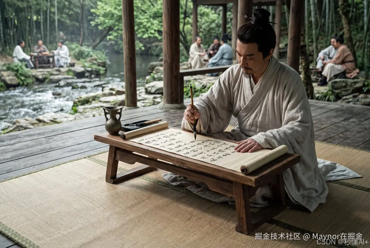 王羲之正在写传世名作