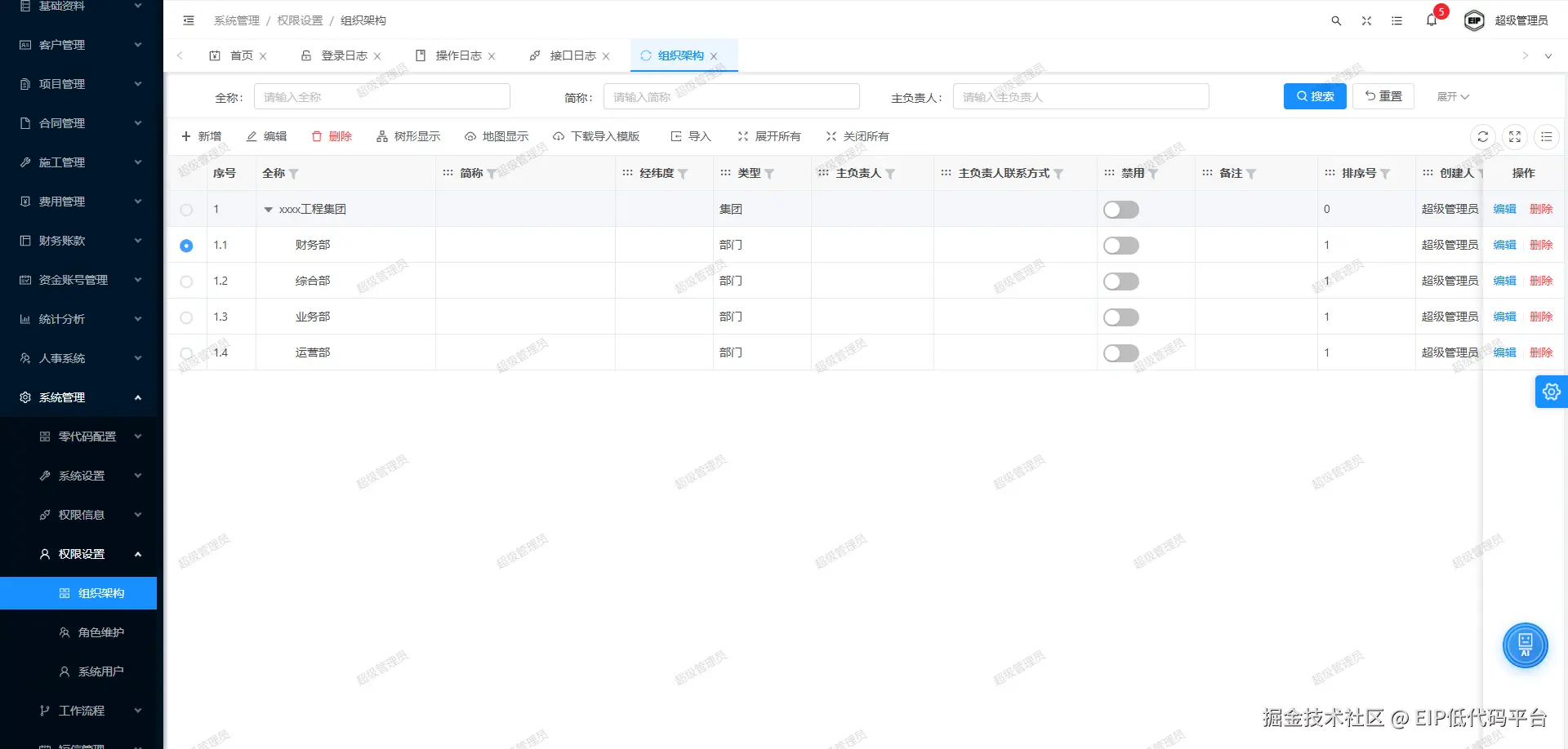 【插入图片：组织架构列表主页截图】