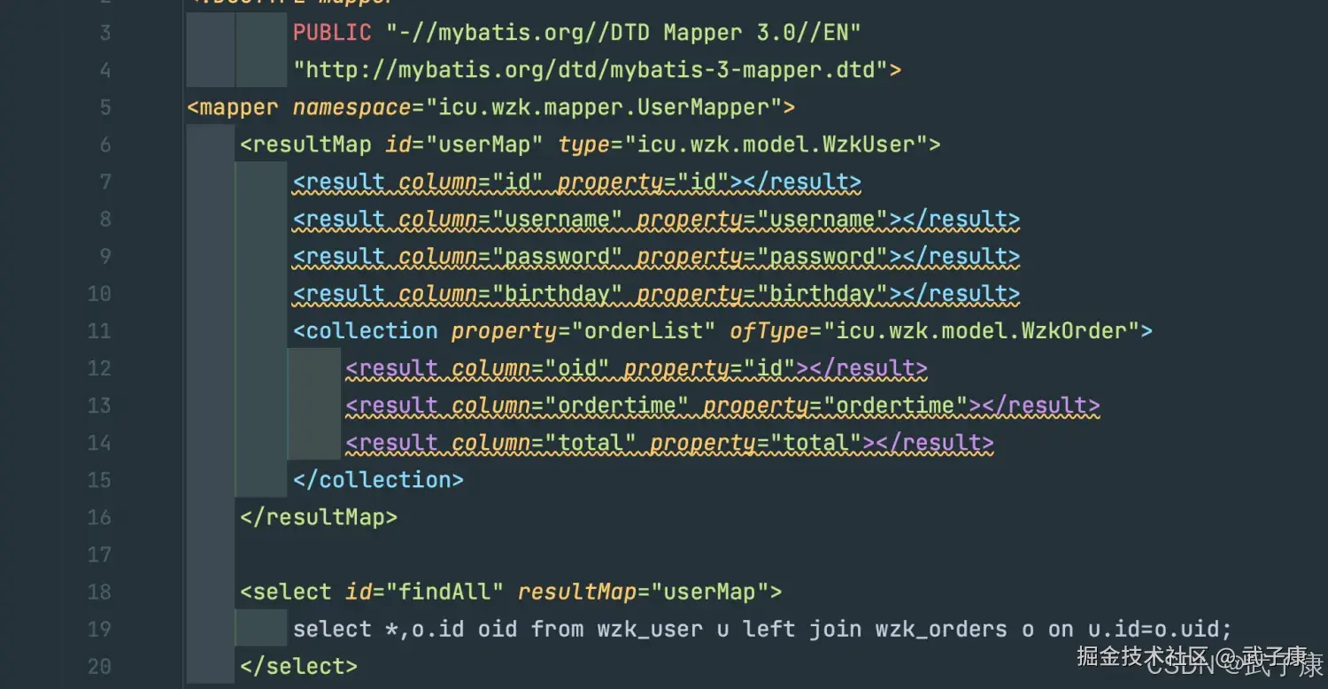 UserMapper.xml with collection resultMap configuration