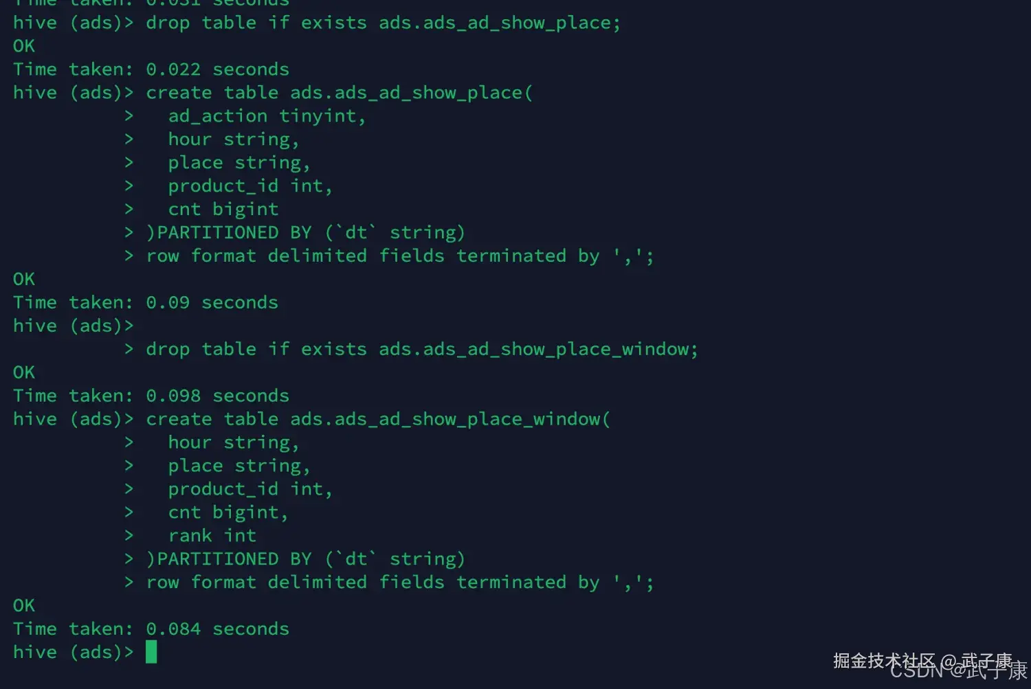 离线数仓 丢弃原来的表 创建新的表