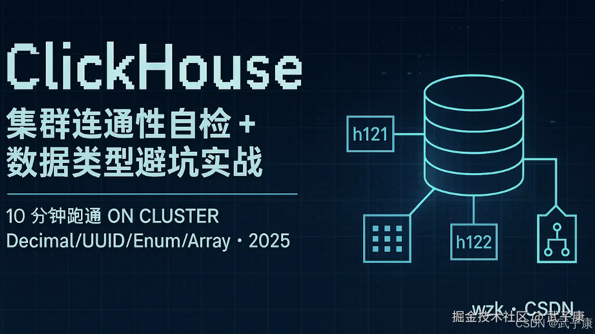 大数据-135 ClickHouse 集群连通性自检 + 数据类型避坑实战｜10 分钟跑通 ON CLUSTER