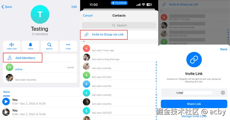 telegram邀请好友加入群组