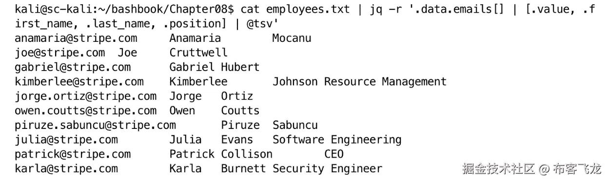 图 8.4 – 我们的最终 jq 查询提取了所需的数据