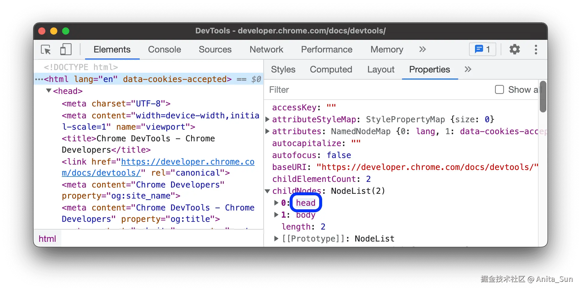 指向头 DOM 节点的链接。
