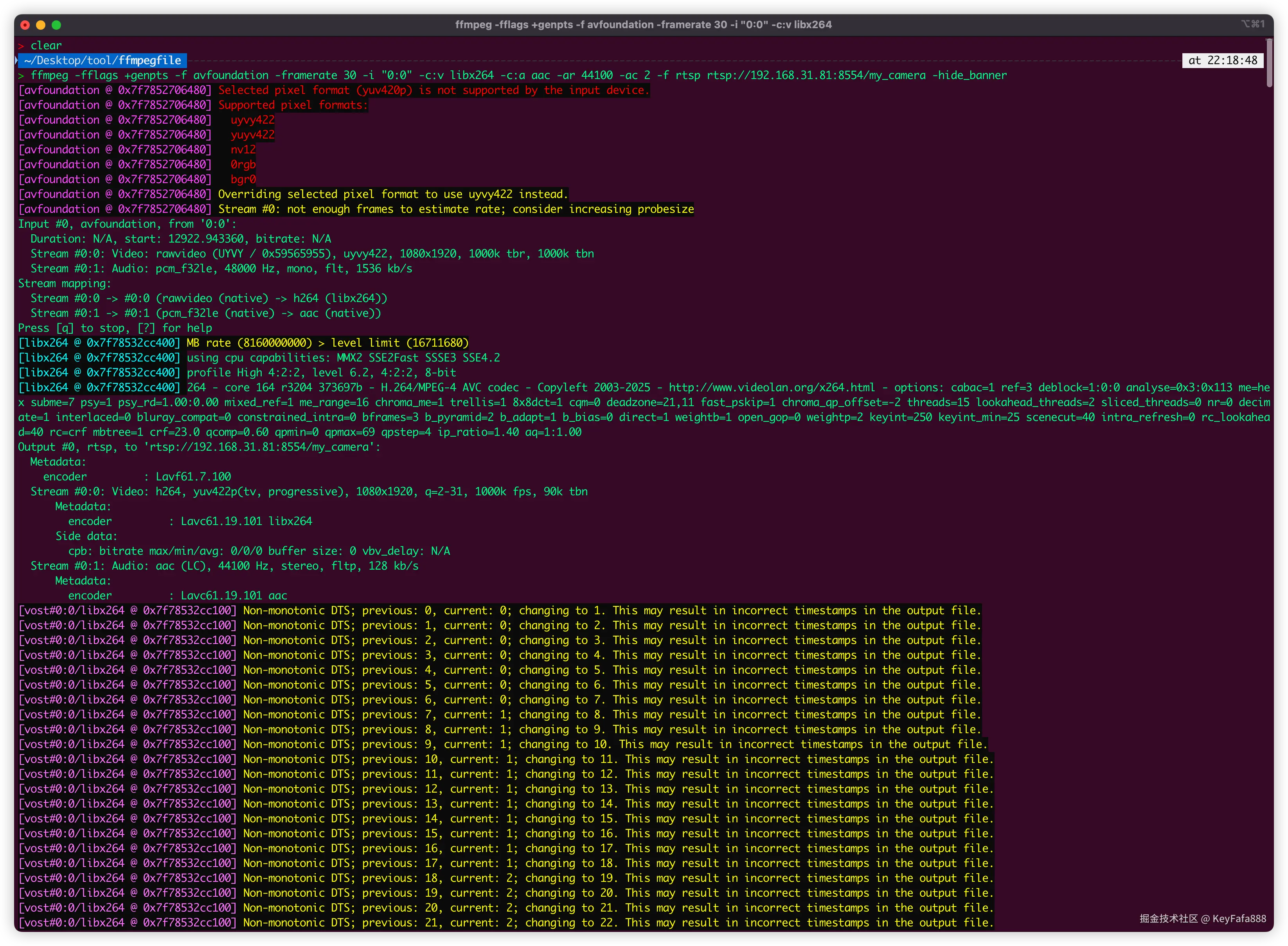 使用 RTSP 对Mac摄像头 进行推流