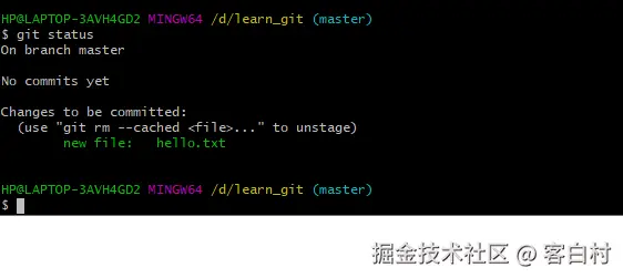查看文本文件在当前仓库的状态