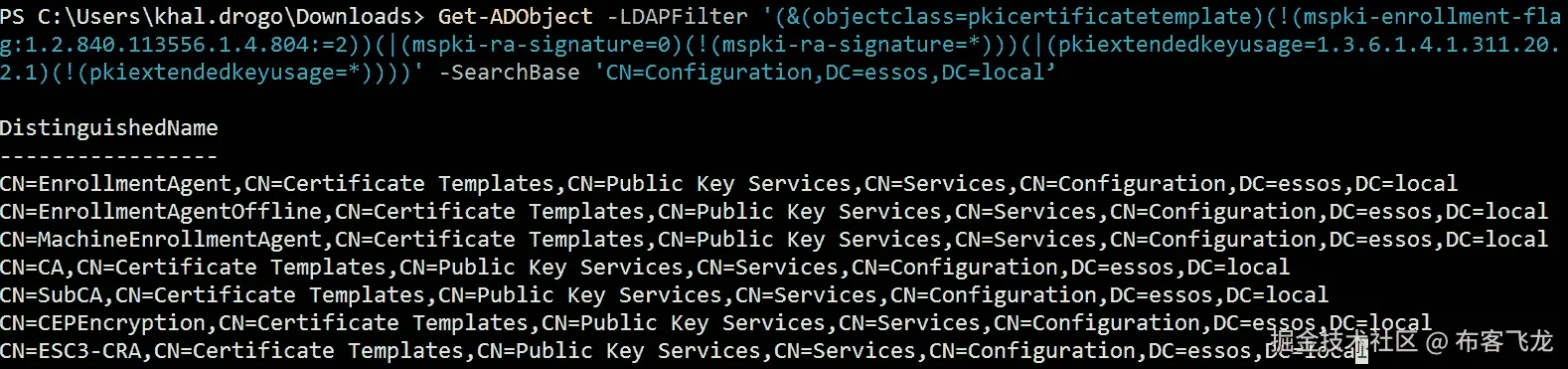 图 8.21 – 使用 LDAP 查询查找证书请求代理模板