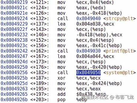 图 11.13 – 标识 system@plt 和 strcpy@plt 的位置