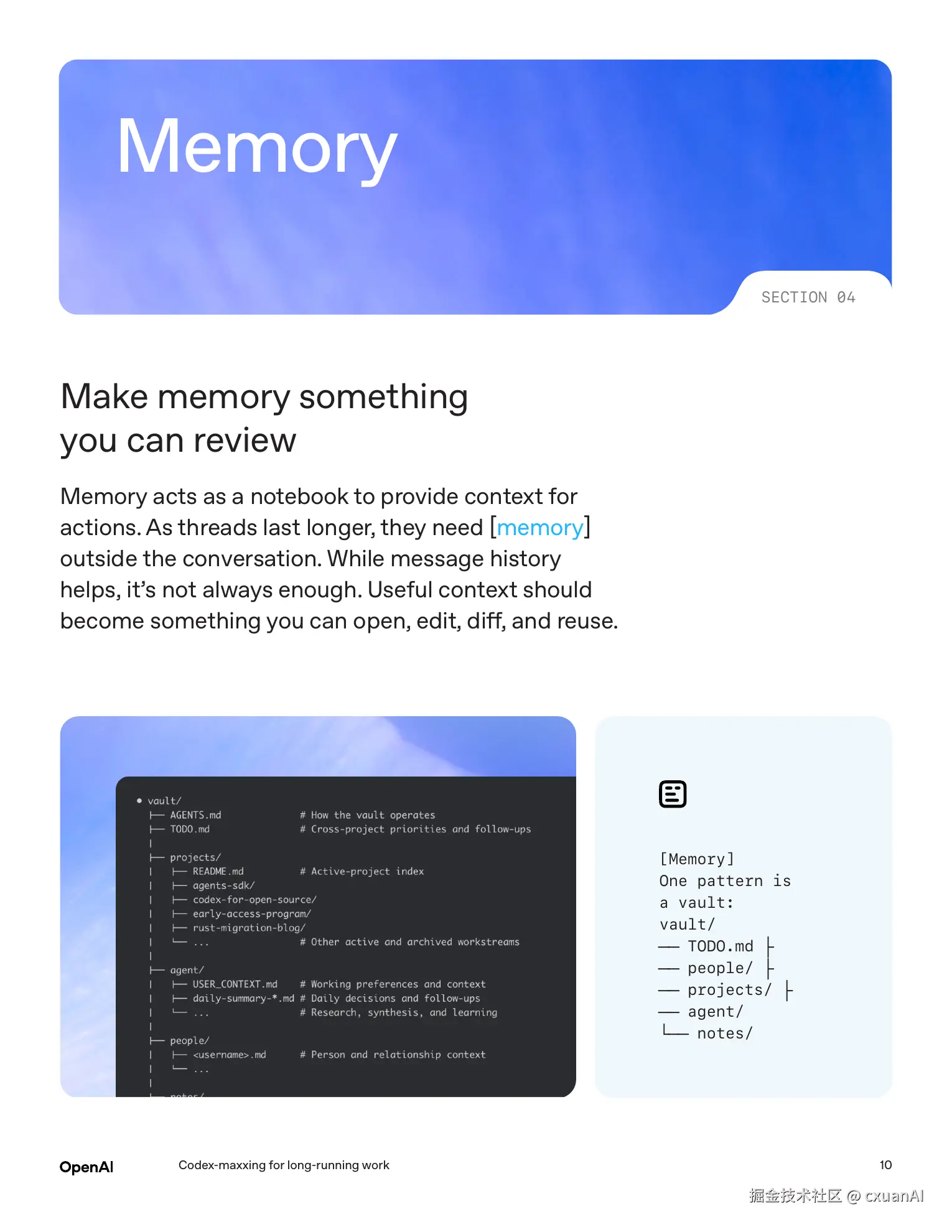 Memory vault page