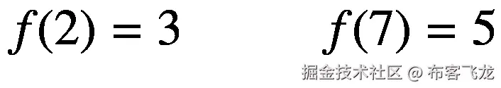 f(2)=3\kern2.75em f(7)=5