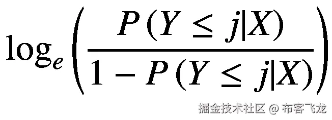 {\log}_e\left(\frac{P\left(Y\le j|X\right)}{1-P\left(Y\le j|X\right)}\right)
