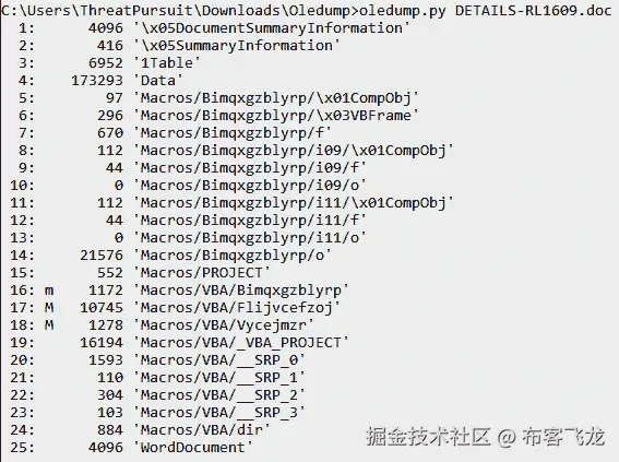 图 15.2 – Oledump.py 输出